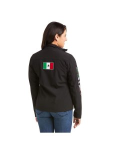 Dámské Bundy Ariat Classic Team Softshell MEXICO Černé | LCERZ-8734