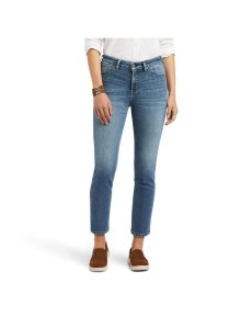 Dámské Džíny Ariat Premium High Rise Rovný Crop Blankyt | ZXFDE-0934