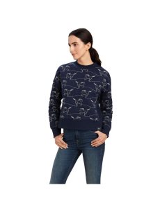 Dámské Mikiny Ariat Contour Equine Crew Tmavě Blankyt | JVSND-0185
