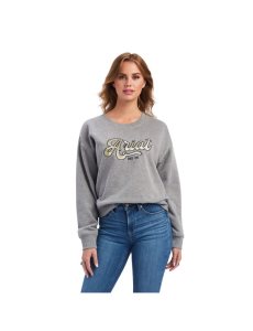 Dámské Mikiny Ariat REAL Metallic Varsity Logo Šedé | NQMWT-0894