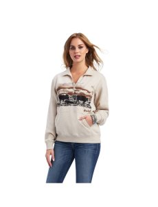 Dámské Mikiny Ariat REAL Scenic 1/2 Zip Hnědé | ICYUQ-0516