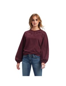 Dámské Mikiny Ariat Stitched Crew Vínové | UREAZ-7490
