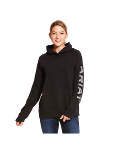 Dámské Mikiny S Kapucí Ariat FR Primo Fleece Logo Černé | WIFTL-1792