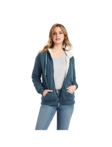 Dámské Mikiny S Kapucí Ariat REAL Sherpa Full Zip Tmavě Blankyt | KOSZP-0189