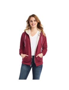 Dámské Mikiny S Kapucí Ariat REAL Sherpa Full Zip Červené | KPSNE-5420