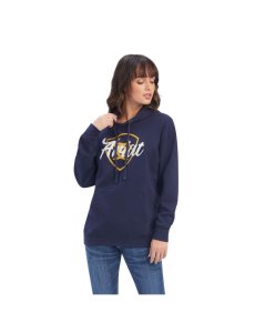 Dámské Mikiny S Kapucí Ariat REAL Shield Logo Tmavě Blankyt | MFCRQ-0713