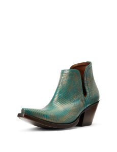 Dámské Nízké Kozačky Ariat Dixon Lizard Western Tyrkysové Metal | FLEKD-6092