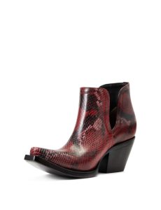Dámské Nízké Kozačky Ariat Dixon Western Červené Hadí Kůže | QSBMR-7438