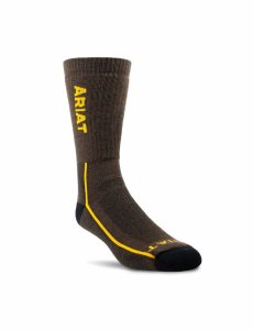 Dámské Ponožky Ariat Heavyweight Merino Vlna Steel Špicí Performance Pracovní Hnědé | FDGLT-6821