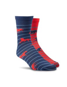 Dámské Ponožky Ariat Horses Over Stripes Crew 2PCS Červené Tmavě Blankyt | HRVCA-0394