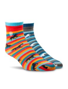 Dámské Ponožky Ariat Horses on Stripes Ankle 2PCS Viacfarebný | SPWTZ-3521