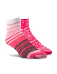 Dámské Ponožky Ariat Pretty in Pink Ankle 2 Pair Multi Pack Růžové Proužek Růžové | KDJFN-6742