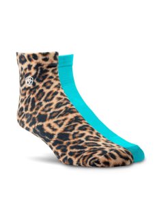 Dámské Ponožky Ariat Wild Thing Ankle 2PCS Leopard Blankyt | ERLVG-9207