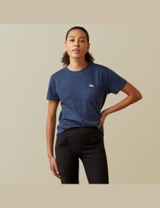 Dámské Pracovní Oděvy Ariat Rebar Bavlněné Strong T Shirts Tmavě Blankyt | QOZSL-6197