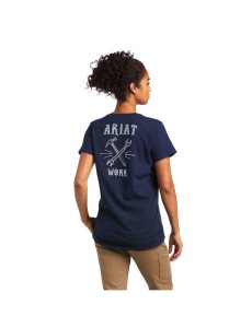 Dámské Pracovní Oděvy Ariat Rebar Bavlněné Strong Wrench Grafická T Shirts Tmavě Blankyt | TDLSC-207