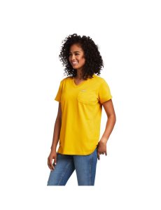 Dámské Pracovní Oděvy Ariat Rebar Bavlněné Strong V-Neck Top Zlaté | XUKGZ-3629