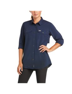 Dámské Pracovní Oděvy Ariat Rebar Made Tough VentTEK DuraStretch Pracovní Shirts Tmavě Blankyt | VLS