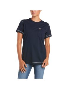 Dámské Pracovní Oděvy Ariat Rebar Pracovní Woman Camo Flag T Shirts Tmavě Blankyt | KDGNV-4182