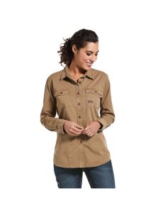 Dámské Pracovní Oděvy Ariat Rebar Washed Twill Pracovní Shirts Hnědožlutý | DHWZV-0431