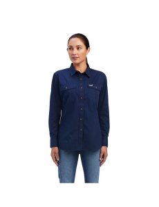 Dámské Pracovní Oděvy Ariat Rebar Washed Twill Pracovní Shirts Tmavě Blankyt | FVTRG-1803