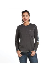 Dámské Pracovní Oděvy Ariat Rebar Workman Logo T Shirts Šedé | FJIBD-1083