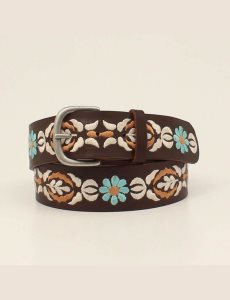 Dámské Pásky Ariat Blue daisy embossed Hnědé | LZKBT-0371