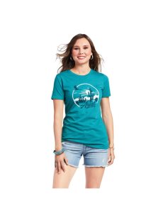 Dámské Topy Ariat Opuntia SS T-Shrt Tyrkysové Zelene | HJYQD-4970