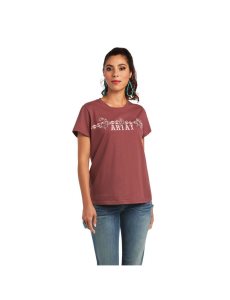 Dámské Topy Ariat REAL Bucking Bronc Tee Růžové Hnědé | OCHSJ-9413