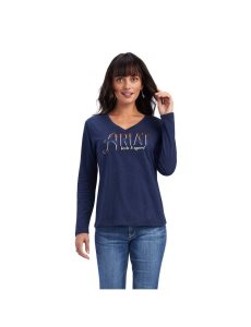 Dámské Topy Ariat REAL Chest Logo Relaxed Tee Tmavě Blankyt | IEYSL-0195