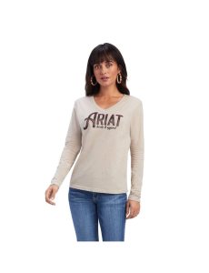 Dámské Topy Ariat REAL Chest Logo Relaxed Tee Béžový | KVNAI-5467