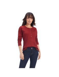 Dámské Topy Ariat REAL Henley Tmavě Červené | SCRNM-7650
