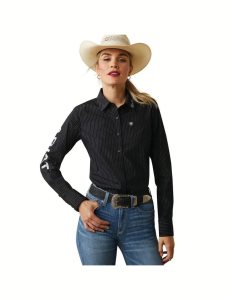 Dámské Topy Ariat Team Kirby Stretch Černé Stříbrné | ACHEZ-5716