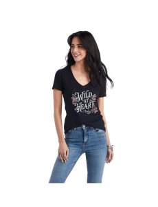 Dámské Topy Ariat Wild Heart Tee Černé | PZWRQ-0197
