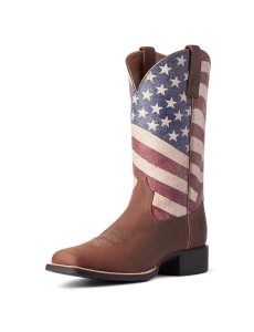 Dámské Westernové Boty Ariat Round Up Patriot Hnědé | NQJRK-6235