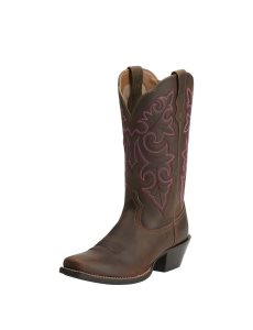 Dámské Westernové Boty Ariat Round Up Square Špicí Hnědé | TBFSN-0457
