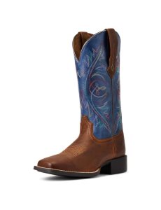 Dámské Westernové Boty Ariat Round Up Široké Square Špicí Stretchfit Hnědé | OVXEY-2907