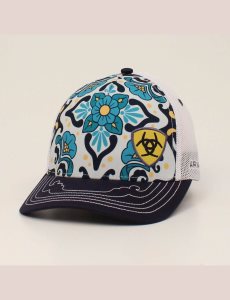 Dámské Čepice Ariat Floral print Tmavě Blankyt | FQSCY-5014