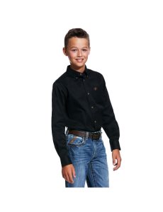 Dětské Kostýmové Košile Ariat Solid Twill Classic Fit Černé | BVOKP-1397