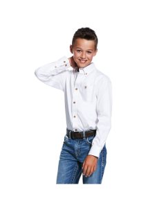 Dětské Kostýmové Košile Ariat Solid Twill Classic Fit Bílé | MSHDX-8430