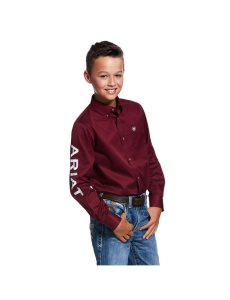 Dětské Kostýmové Košile Ariat Team Logo Twill Classic Fit Vínové Bílé | WIBSR-9537