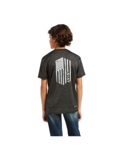 Dětské Tričko Ariat Charger Vertical Flag Tee Šedé | GWCNX-4856