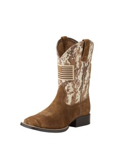 Dětské Westernové Boty Ariat Patriot Béžový Hnědé Maskáčové | PIZNR-9436