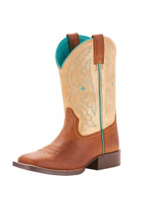 Dětské Westernové Boty Ariat Quickdraw Hnědé Metal Zlaté | PKXTL-9316