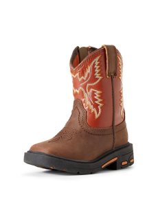 Dětské Westernové Boty Ariat Stompers Chandler Workhog Hnědé | BZEDQ-1960