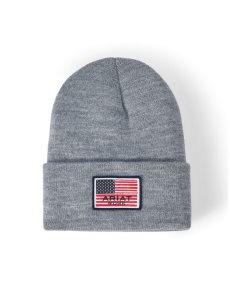 Pánské Klobouky Ariat Rebar American Flag Patch Beanie Šedé | DWEVF-9538