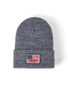 Pánské Klobouky Ariat Rebar American Flag Patch Beanie Tmavě Blankyt | EAQFV-7483