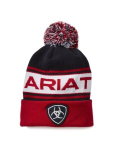 Pánské Klobouky Ariat Team Beanie Tmavě Blankyt Červené | LVMJC-6315
