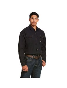 Pánské Kostýmové Košile Ariat Rebar Made Tough DuraStretch Pracovní Černé | TSXVW-7345