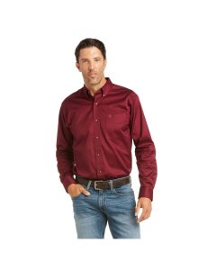 Pánské Kostýmové Košile Ariat Solid Twill Fitted Vínové | DEKMA-2601