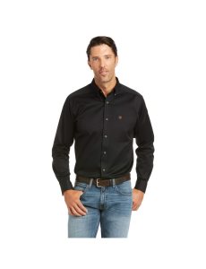 Pánské Kostýmové Košile Ariat Solid Twill Fitted Černé | LMZUR-4917